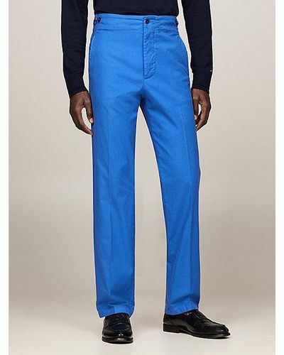 Tommy Hilfiger Regular Fit Garment-dyed Broek - Blauw