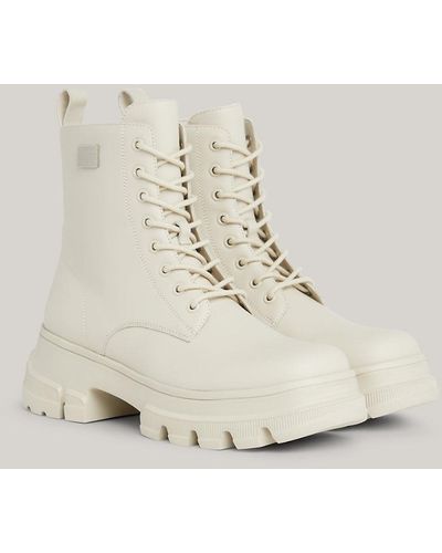 Tommy Hilfiger Chunky Cleat Leather Mid Boots - Natural
