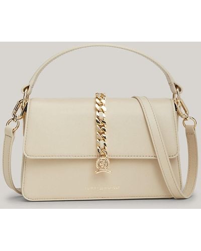 Tommy Hilfiger Chain Leather Small Crossover Bag - Natural