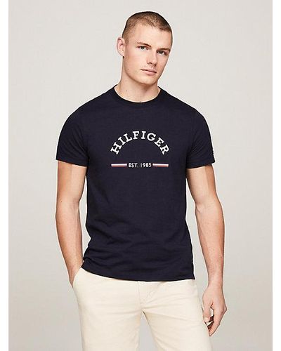 Tommy Hilfiger Slim Fit T-shirt Met Logo - Blauw