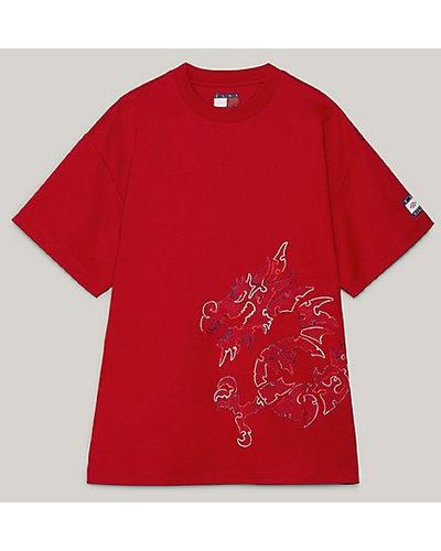 Tommy Hilfiger Tommy x CLOT genderneutrales T-Shirt mit Drachen - Rot