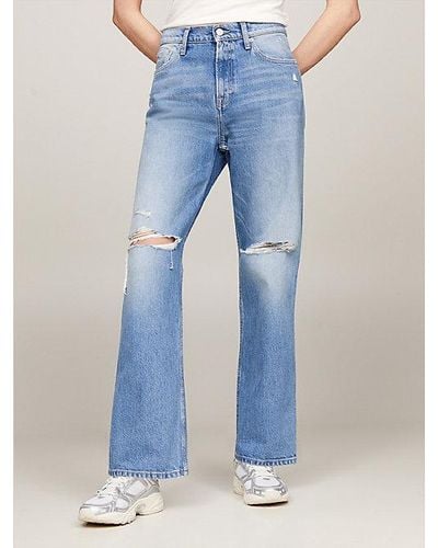 Tommy Hilfiger Betsy Medium Rise baggy Jeans Met Distressing - Blauw