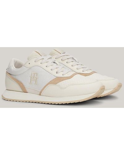 Tommy Hilfiger Leather Th Monogram Runner Trainers - Natural