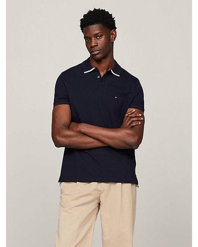 Tommy Hilfiger Regular Fit Polo Met Streepdetail - Blauw