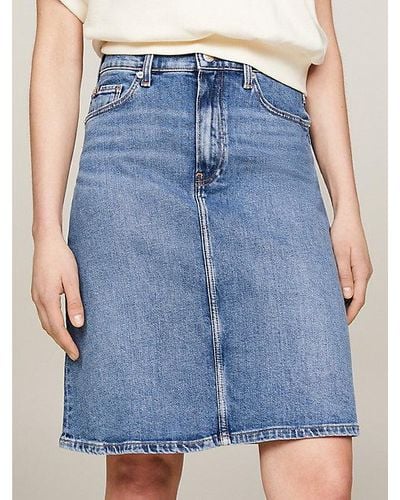 Tommy Hilfiger High Rise A-line Rok Van Denim - Blauw