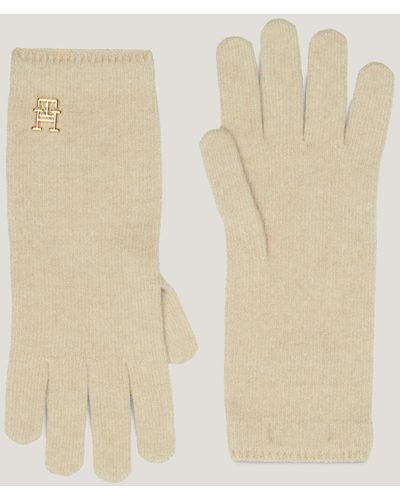 Tommy Hilfiger Chic Th Monogram Plaque Gloves - Natural