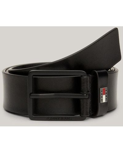 Tommy Hilfiger Leather Badge Belt - Black