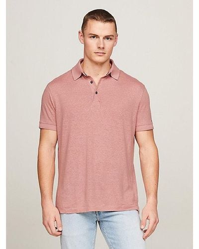 Tommy Hilfiger Premium Regular Fit Poloshirt aus Leinen - Pink