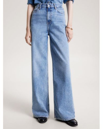Tommy Hilfiger High Rise Wide Leg Faded Jeans - Blue