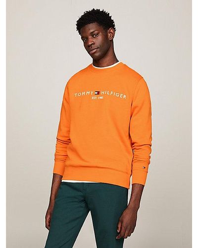 Tommy Hilfiger Regular Fit Sweatshirt mit aufgesticktem Logo - Orange