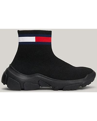 Tommy Hilfiger Chunky Instapsneaker Met Mono-sock Design - Zwart