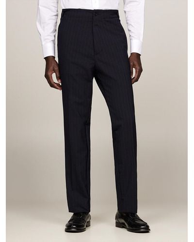Tommy Hilfiger Adjustable Waist Pinstripe Regular Fit Trousers - Blue