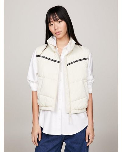 Tommy Hilfiger Quilted Logo Tape Puffer Vest - White