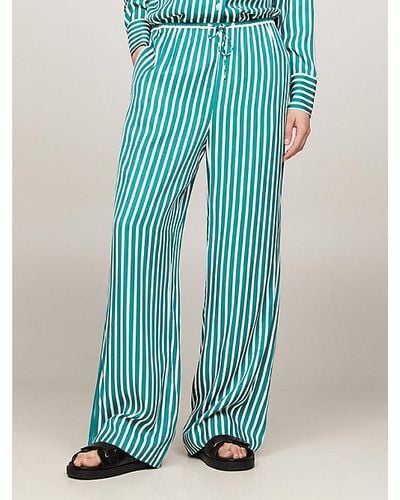 Tommy Hilfiger Pantalón amplio de rayas con cordón - Azul