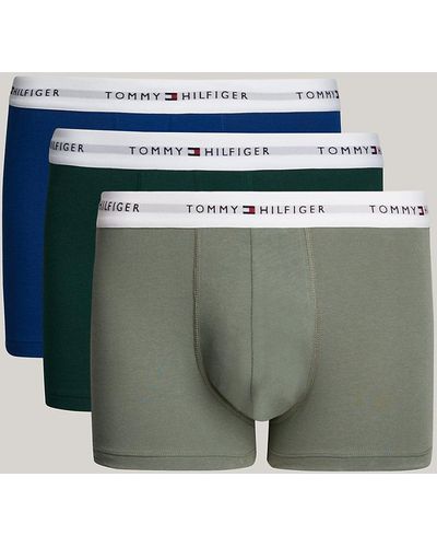 Tommy Hilfiger Lot de 3 boxers emblématiques Essential à logo - Vert