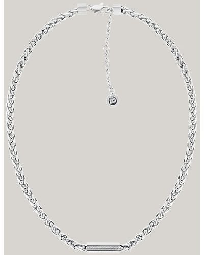 Tommy Hilfiger Crystal-embellished Charm Stainless Steel Chain Necklace - Natural