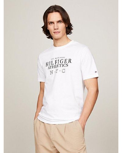 Tommy Hilfiger T-shirt Met Ronde Hals En Nyc-logoprint - Wit