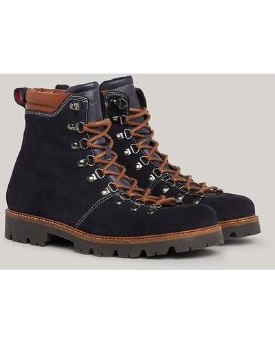 Tommy Hilfiger Suede Cleat Lace-up Boots - Black