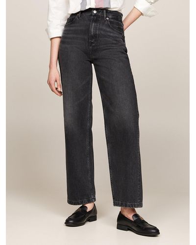Tommy Hilfiger High Rise Relaxed Straight Jeans - Black