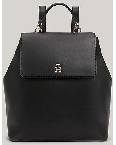 Tommy Hilfiger Mochila pequeña con monograma TH - Negro