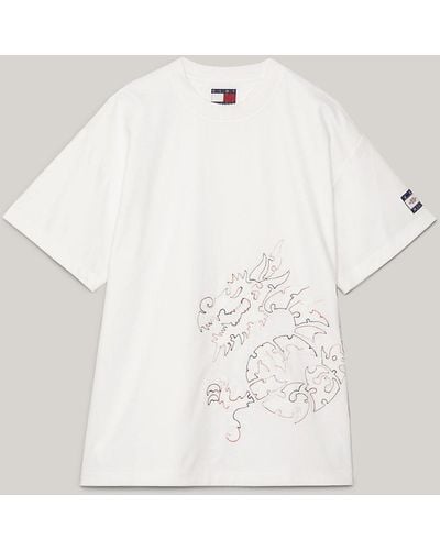 Tommy Hilfiger Tommy X Clot Dual Gender Dragon Motif T-shirt - Natural