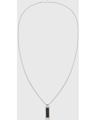 Tommy Hilfiger Braided Leather And Stainless Steel Necklace - White