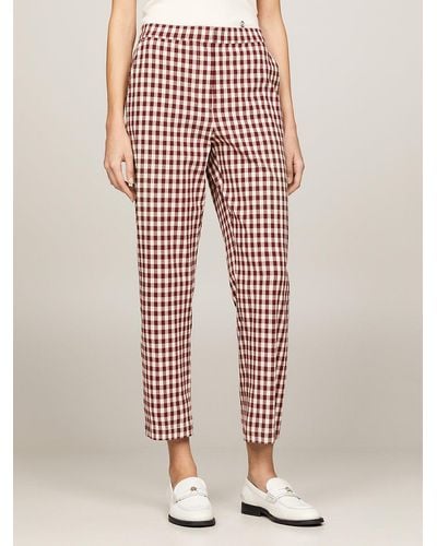 Tommy Hilfiger Gingham Slim Fit Straight Trousers - Pink