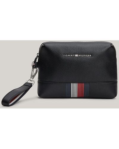 Tommy Hilfiger Mixed Texture Logo Travel Pouch - Black