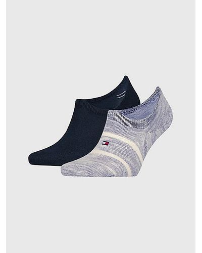 Tommy Hilfiger Set Van 2 Paar Footie-sokken Met Vlag - Blauw