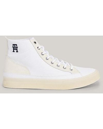 Tommy Hilfiger High-Top Sneaker mit aufgesticktem Logo - Natur
