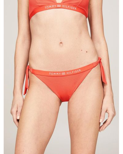 Tommy Hilfiger Tonal Logo Side Tie Bikini Bottoms - Orange