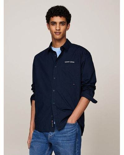 Tommy Hilfiger Classic Regular Fit Logo Embroidery Shirt - Blue