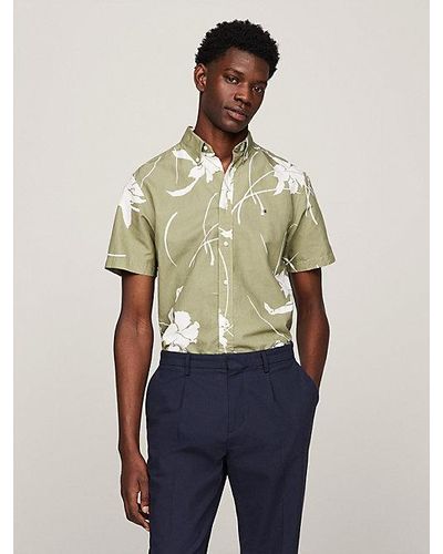 Tommy Hilfiger Poplin Overhemd Met Tropische Print - Groen