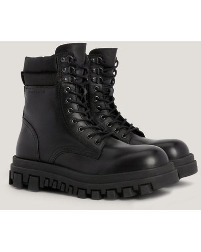 Tommy Hilfiger Bottes Elevated mi-montantes crantées en cuir - Noir