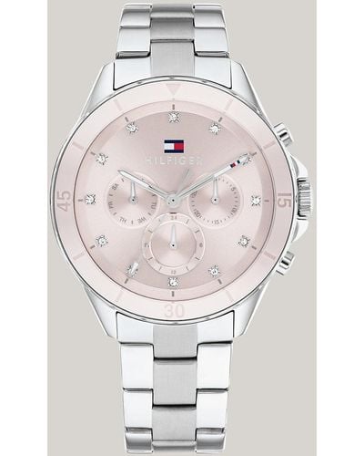 Tommy Hilfiger Pink Dial Stainless Steel Bracelet Watch - White