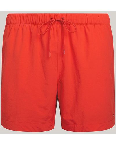 Tommy Hilfiger Plus Th Essential Drawstring Mid Length Swim Shorts - Red