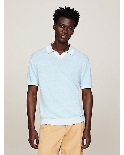 Tommy Hilfiger Relaxed Gebreide Polo Met Streepdetails - Wit