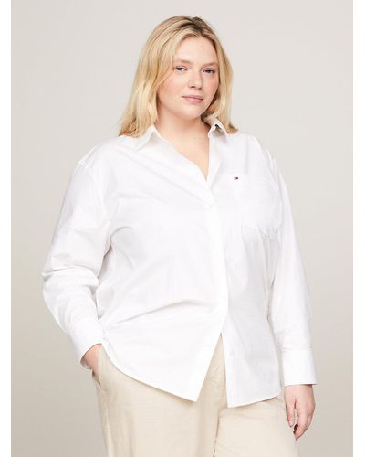 Tommy Hilfiger Curve Patch Pocket Oversized Shirt - White