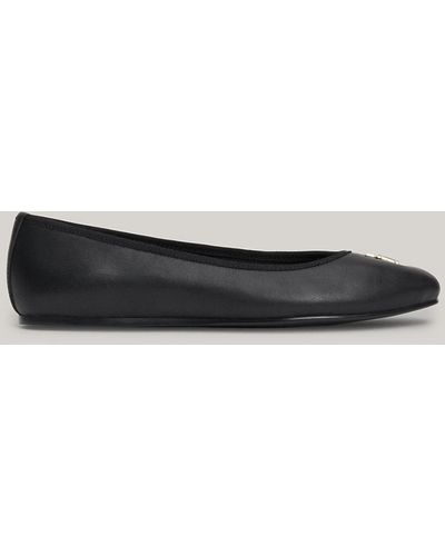 Tommy Hilfiger Th Monogram Leather Ballerinas - Black