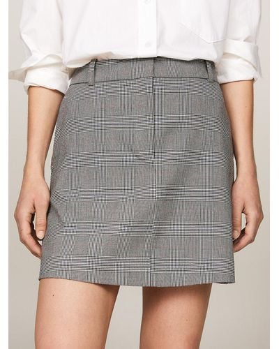 Tommy Hilfiger Prince Of Wales Check Mini Skirt - Grey
