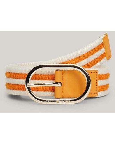 Tommy Hilfiger Cinturón Chic de tejido trenzado a rayas - Metálico