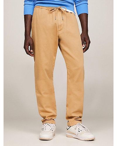 Tommy Hilfiger Harlem Garment-dyed Skinny Chino Met Trekkoord - Naturel