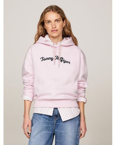 Tommy Hilfiger Script Logo Embroidery Hoody - Pink