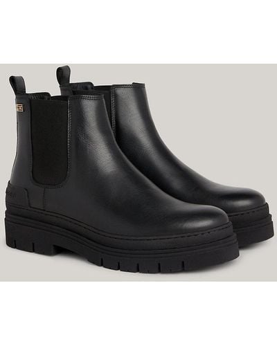 Tommy Hilfiger Casual Leather Ankle Boots - Black