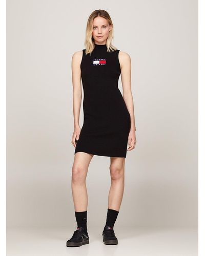 Tommy Hilfiger Logo Sleeveless Mini Jumper Dress - Natural