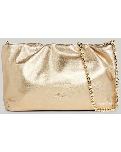 Tommy Hilfiger Exclusive Metallic Leather Crossover Bag - Natural