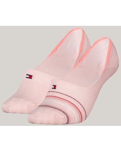 Tommy Hilfiger 2-pack Ribbed Metallic Footie Socks - Pink