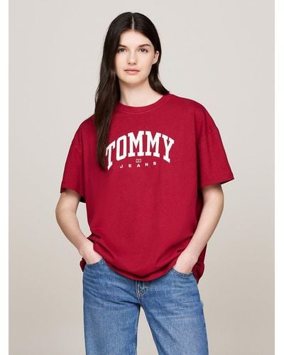 Tommy Hilfiger Varsity Logo Oversized T-shirt - Red
