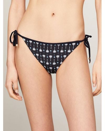 Tommy Hilfiger Th Essential Print Side Tie Bikini Bottoms - Black