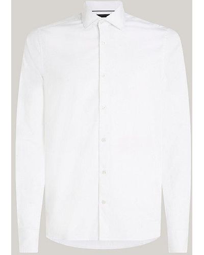 Tommy Hilfiger TH Flex Slim Fit Hemd aus Popeline - Weiß
